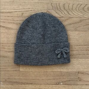 Charcoal Knit Beanie with Bow